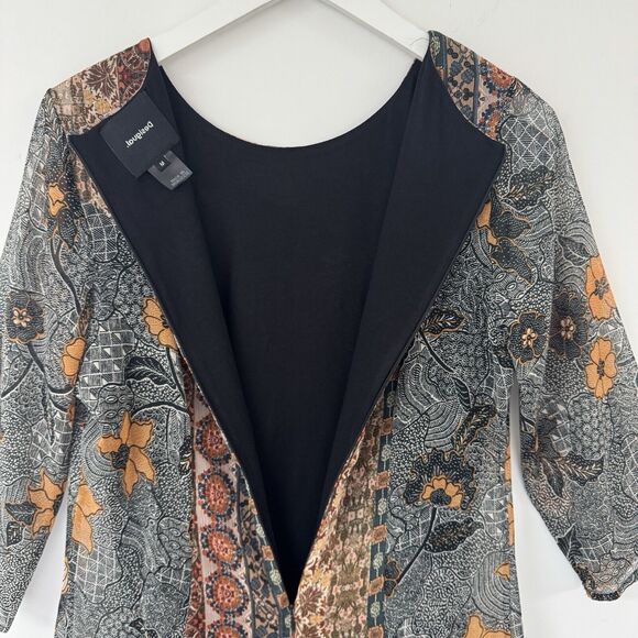 DESIGUAL Pisa Boho Dress Delhi Floral Feminine Hi Low Midi 3/4 Sleeve Medium EUC - Picture 12 of 16